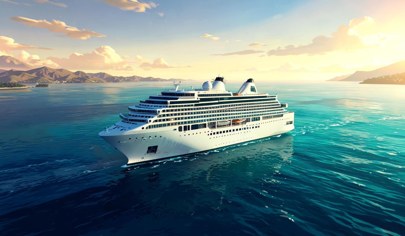 Kreuzfahrtschiff im türkisblauen Mittelmeer
